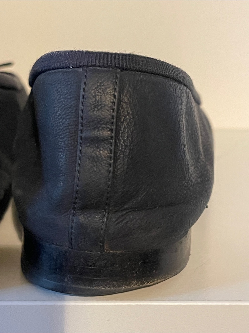 CHANEL Navy Leather Ballet Flats with Bow - Picture 13 of 16